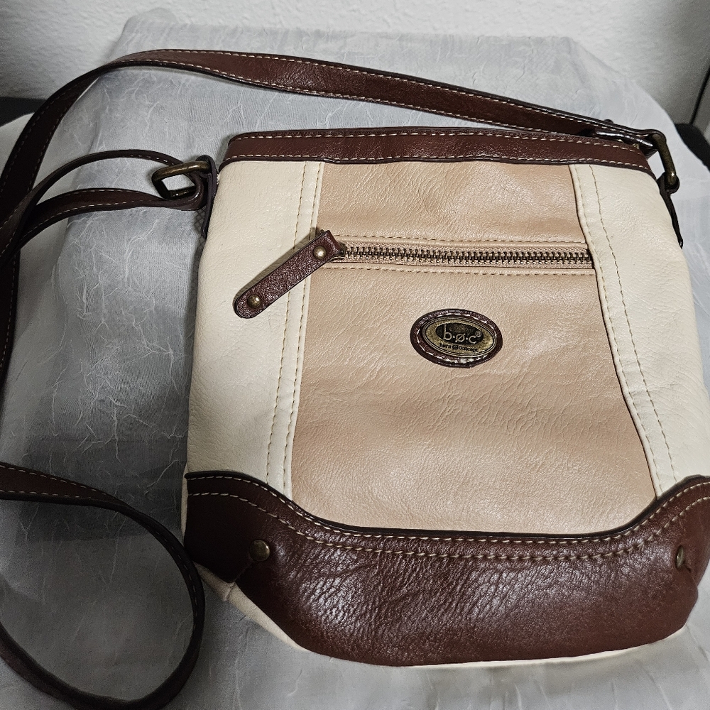 Beige and Brown Crossbody Bag